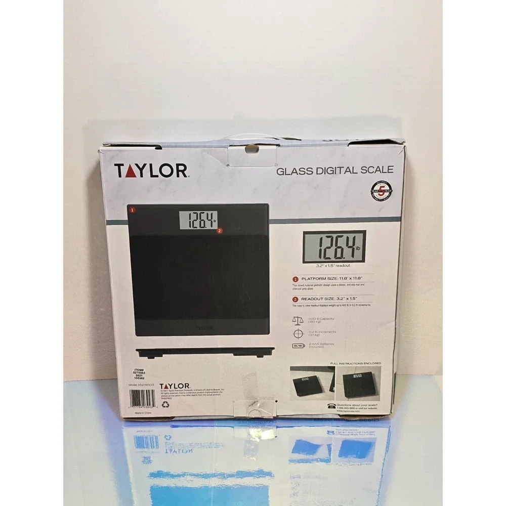 Taylor Glass Digital Bathroom Scale 400 lb Capacity‎ Black Model 5274503 New